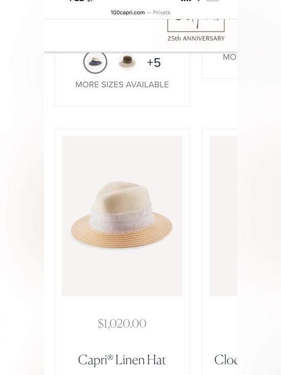 100% Capri Classic Wide-Brim Straw Hat with Ribbon - Cream